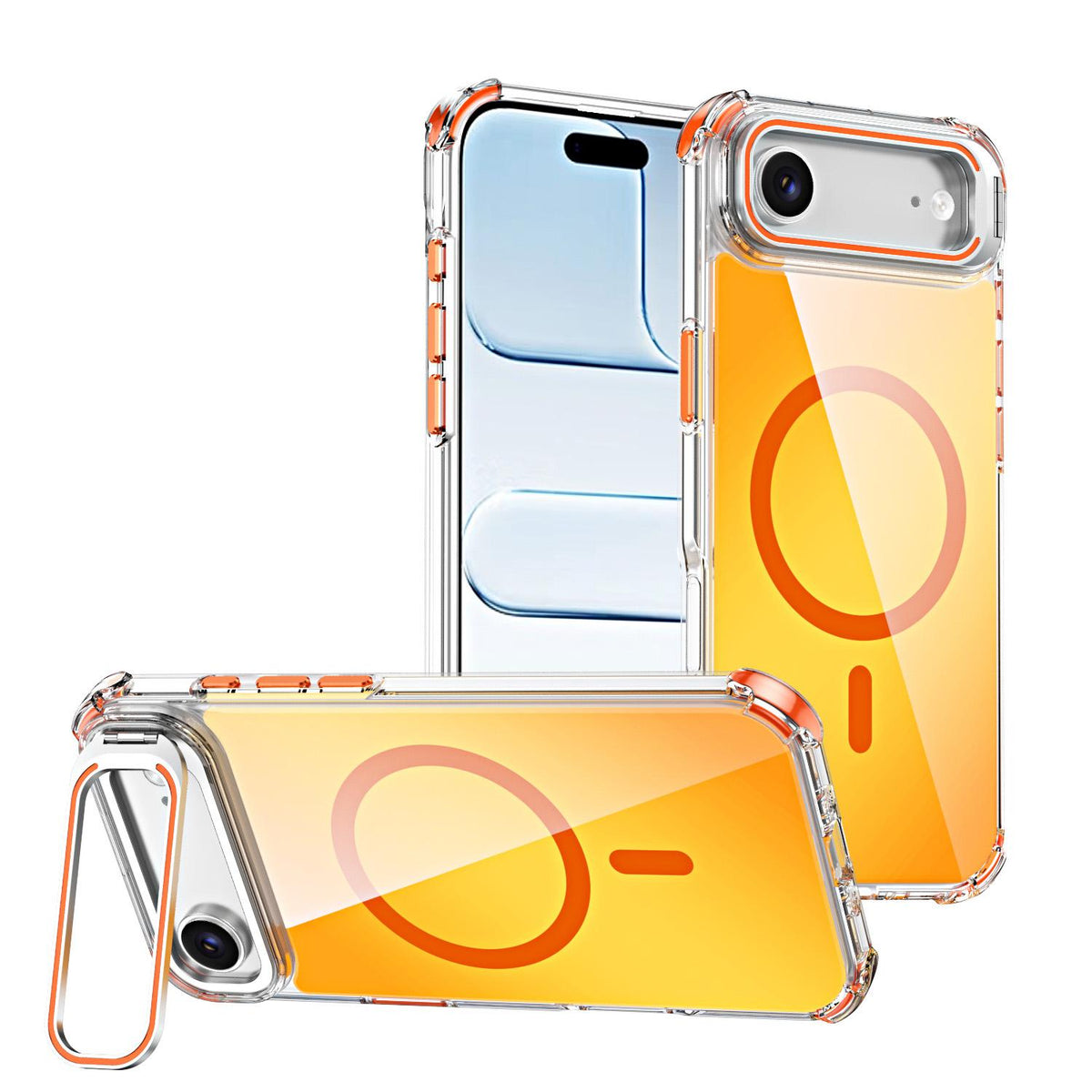 For iPhone Air Chameleon Lens Kickstand Magnetic Phone Case - Orange - EDA009667701B