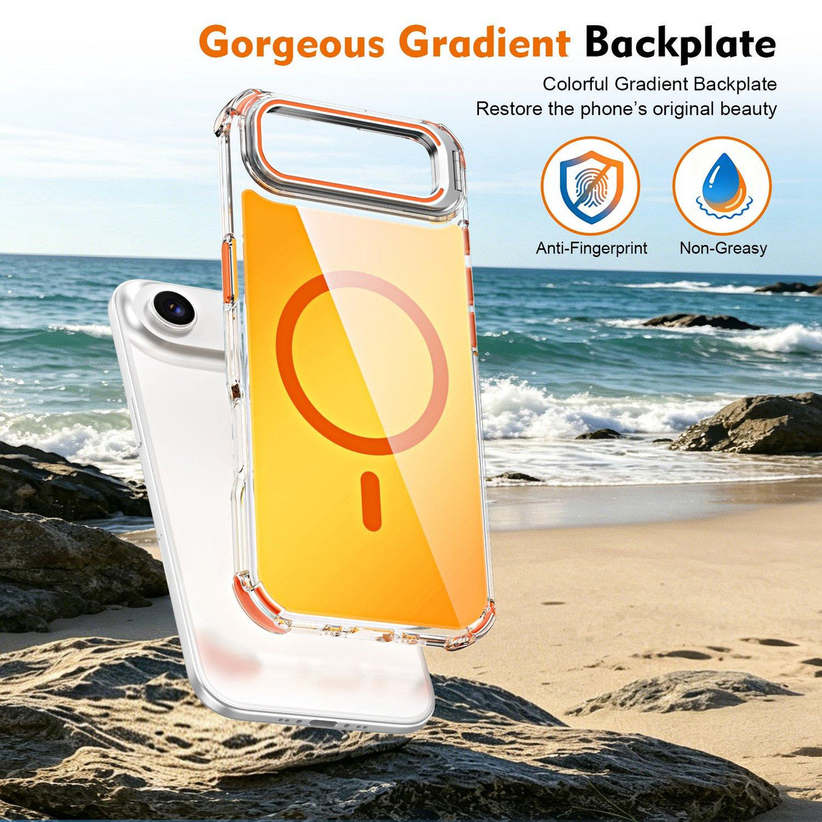 For iPhone Air Chameleon Lens Kickstand Magnetic Phone Case - Orange - EDA009667701B