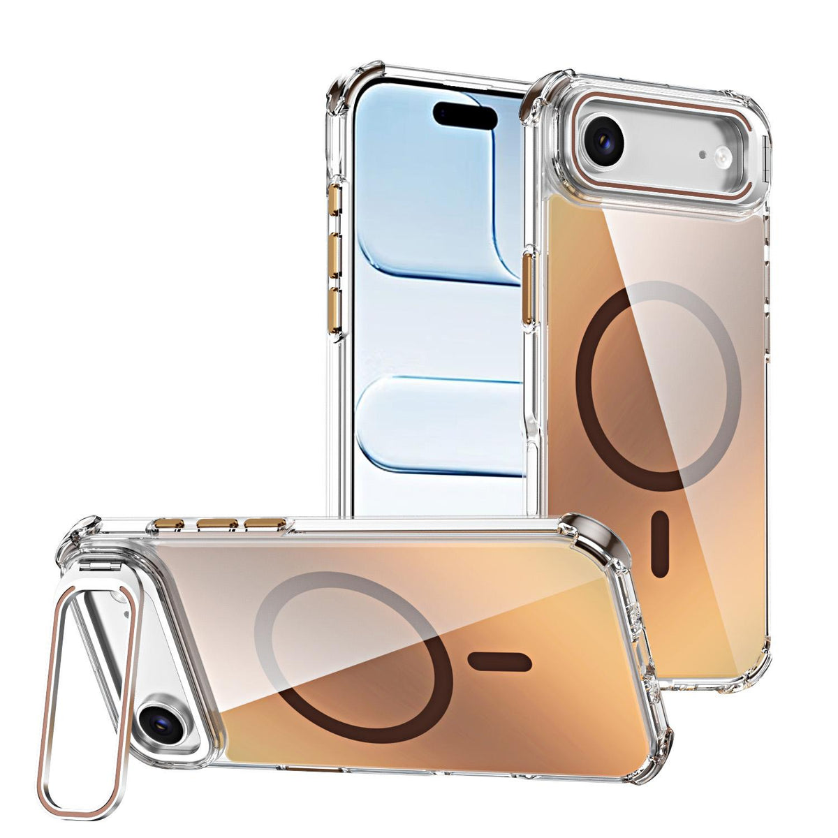 For iPhone Air Chameleon Lens Kickstand Magnetic Phone Case - Brown - EDA009667701D