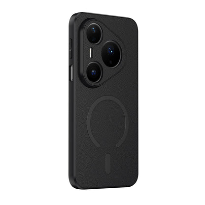 For Huawei Pura 80 Pro 5G Goatskin Vegan Leather Magnetic Phone Case - Black - EDA009667904B