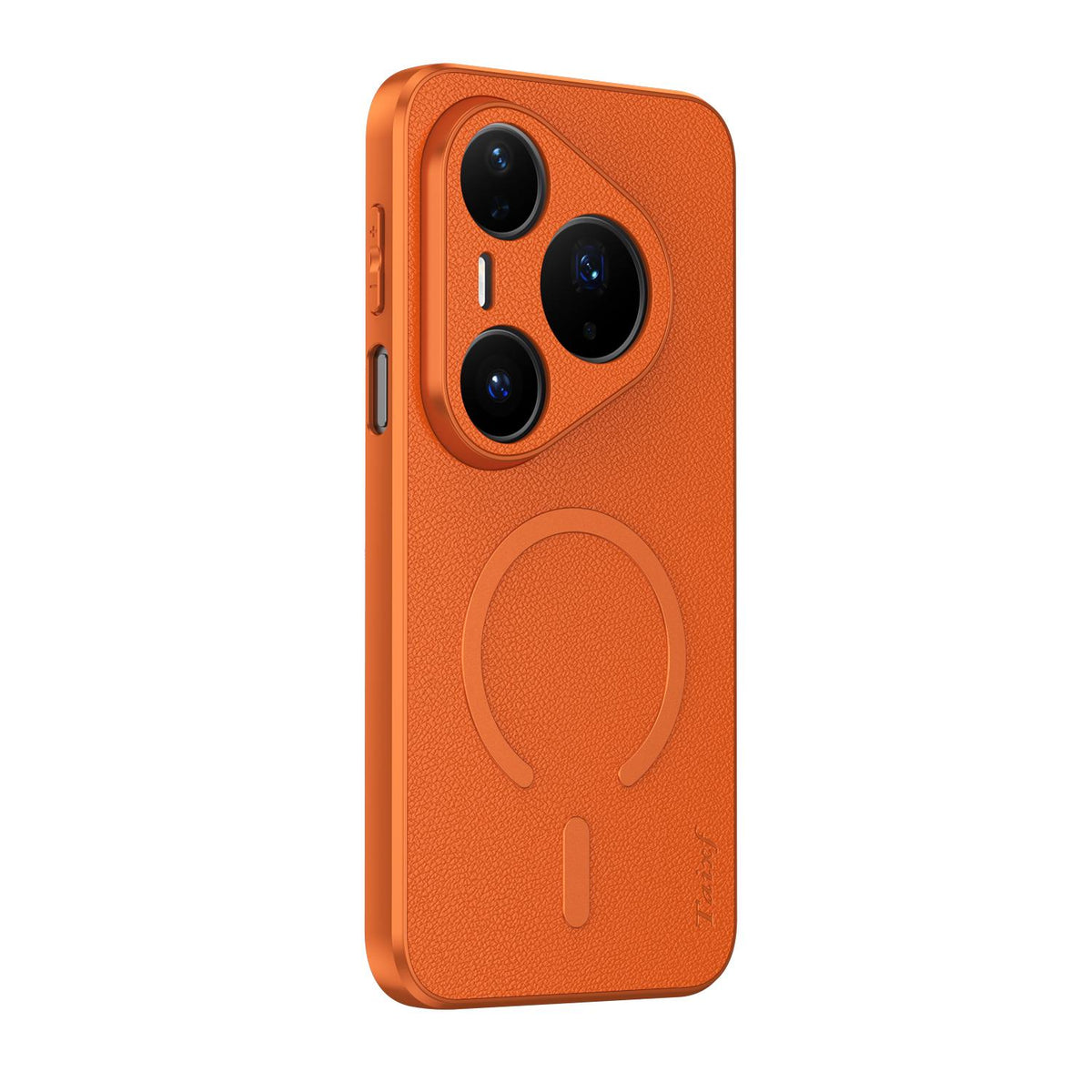 For Huawei Pura 80 Pro 5G Goatskin Vegan Leather Magnetic Phone Case - Orange - EDA009667904C