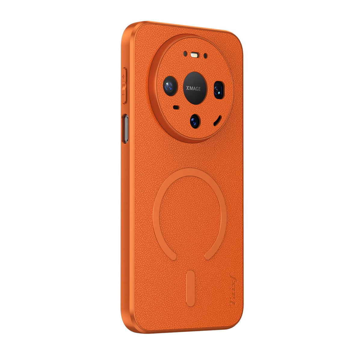 For Huawei Mate 80 Pro Goatskin Vegan Leather Magnetic Phone Case - Orange - EDA009667907C