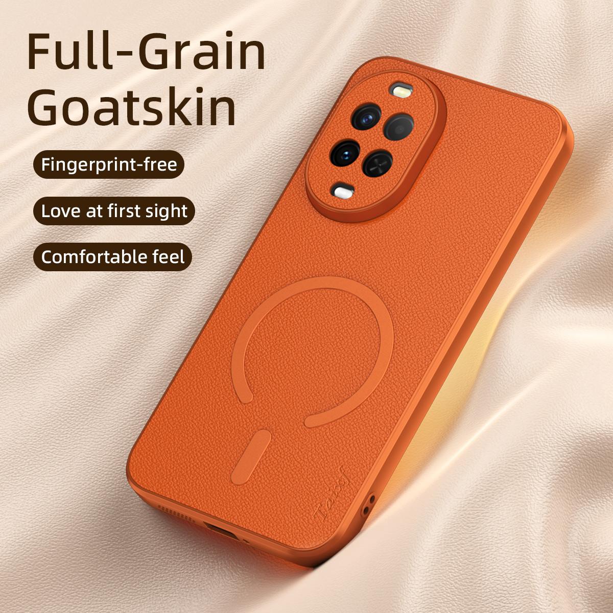 For Huawei Nova 15 Goatskin Vegan Leather Magnetic Phone Case - Blue - EDA009667910A
