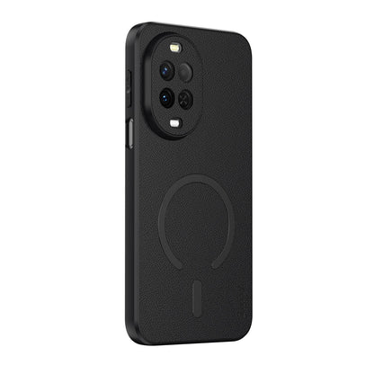 For Huawei Nova 15 Goatskin Vegan Leather Magnetic Phone Case - Black - EDA009667910B