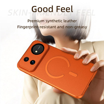 For Huawei Nova 16 Goatskin Vegan Leather Magnetic Phone Case - Black - EDA009667913B