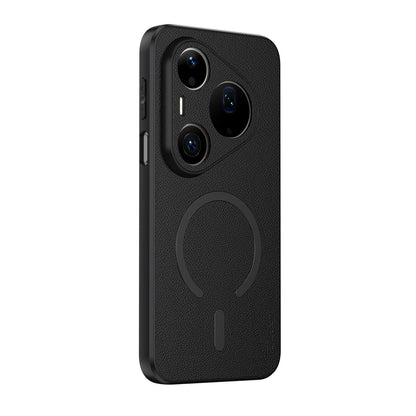 For Huawei Pura 90 Pro Max 5G Goatskin Vegan Leather Magnetic Phone Case - Black - EDA009667914B