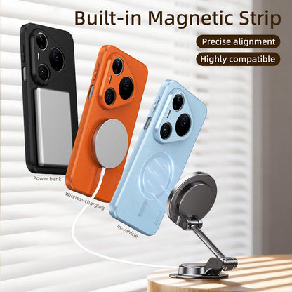 For Huawei Pura 90 Pro Max 5G Goatskin Vegan Leather Magnetic Phone Case - Blue - EDA009667914C