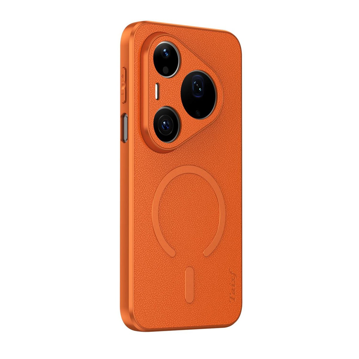 For Huawei Pura 90 Pro 5G Goatskin Vegan Leather Magnetic Phone Case - Orange - EDA009667915A