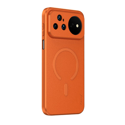For Huawei Nova 16 Pro Goatskin Vegan Leather Magnetic Phone Case - Orange - EDA009667916A