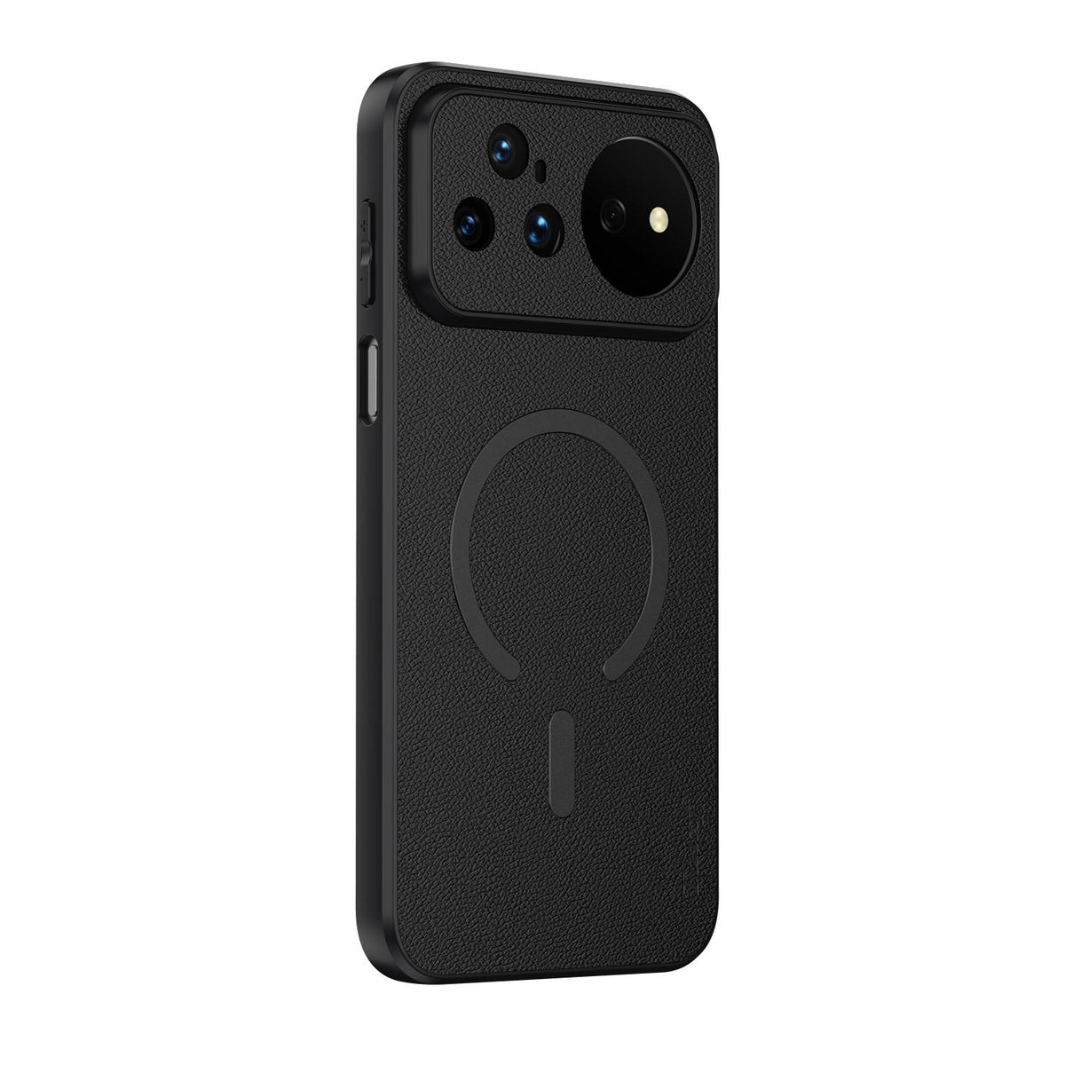 For Huawei Nova 16 Pro Goatskin Vegan Leather Magnetic Phone Case - Black - EDA009667916B