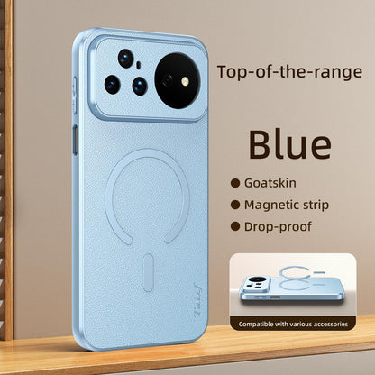 For Huawei Nova 16 Pro Goatskin Vegan Leather Magnetic Phone Case - Blue - EDA009667916C