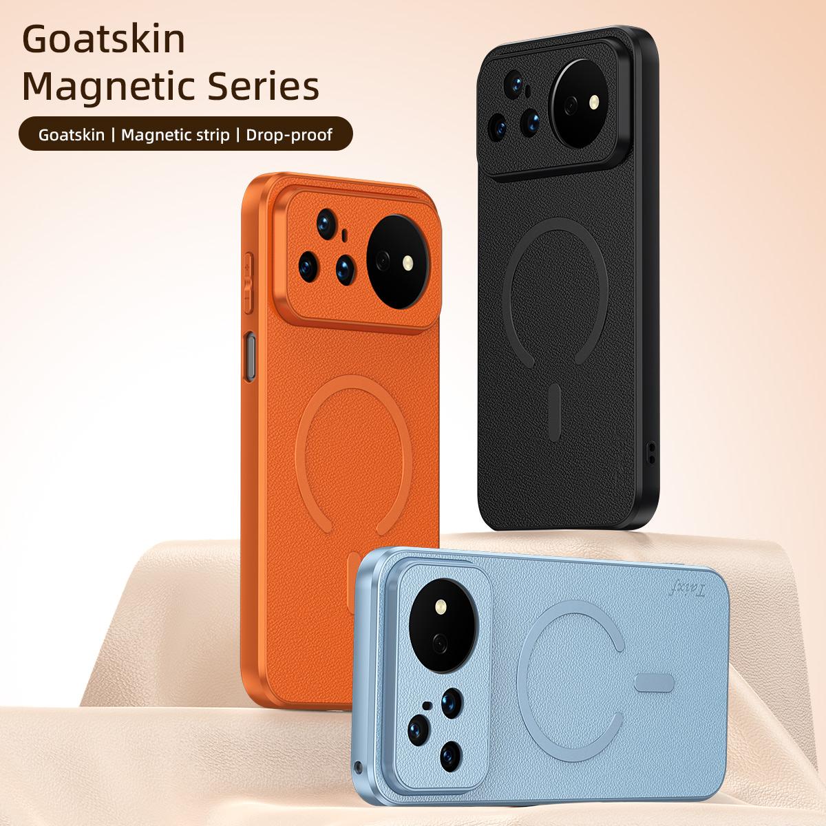 For Huawei Nova 16 Pro Goatskin Vegan Leather Magnetic Phone Case - Blue - EDA009667916C