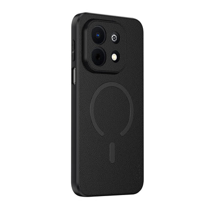 For Huawei Enjoy 90 Plus 5G Goatskin Vegan Leather Magnetic Phone Case - Black - EDA009667920B