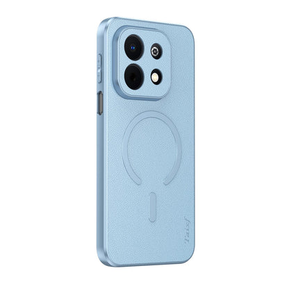 For Huawei Enjoy 90 Plus 5G Goatskin Vegan Leather Magnetic Phone Case - Blue - EDA009667920C
