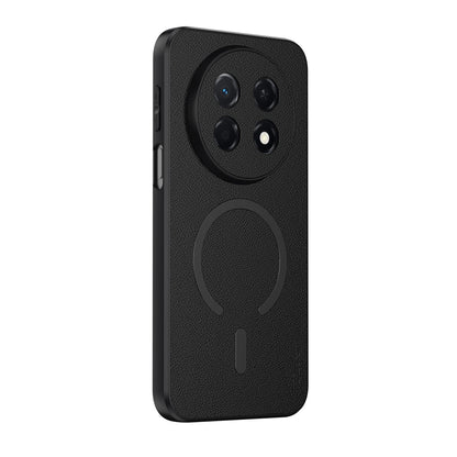 For Huawei Enjoy 90 Pro Max 5G Goatskin Vegan Leather Magnetic Phone Case - Black - EDA009667921B