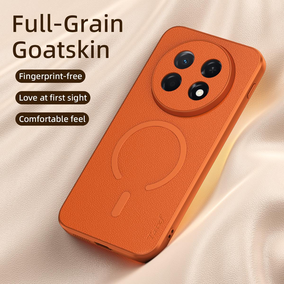 For Huawei Enjoy 90 Pro Max 5G Goatskin Vegan Leather Magnetic Phone Case - Blue - EDA009667921C