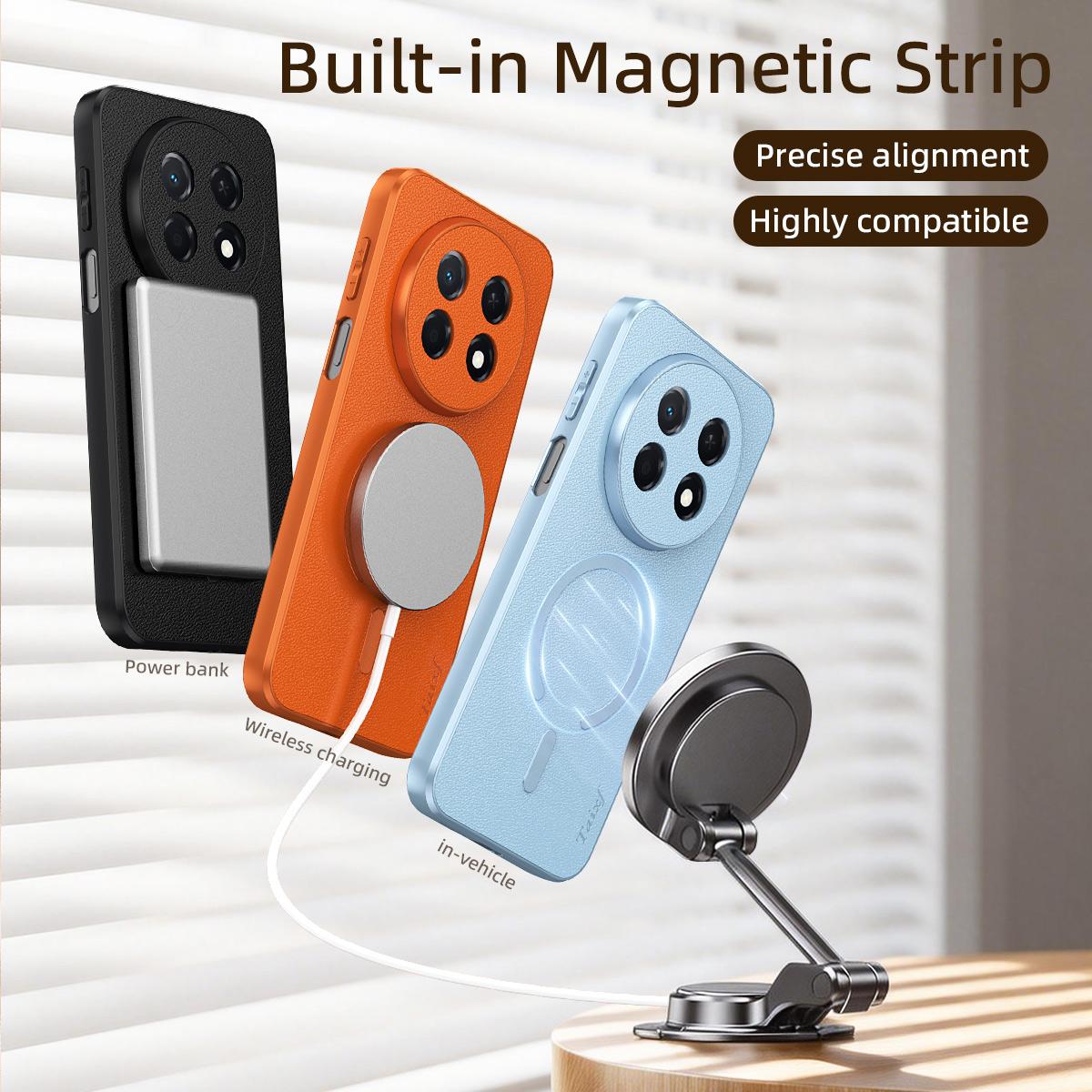 For Huawei Enjoy 90 Pro Max 5G Goatskin Vegan Leather Magnetic Phone Case - Blue - EDA009667921C