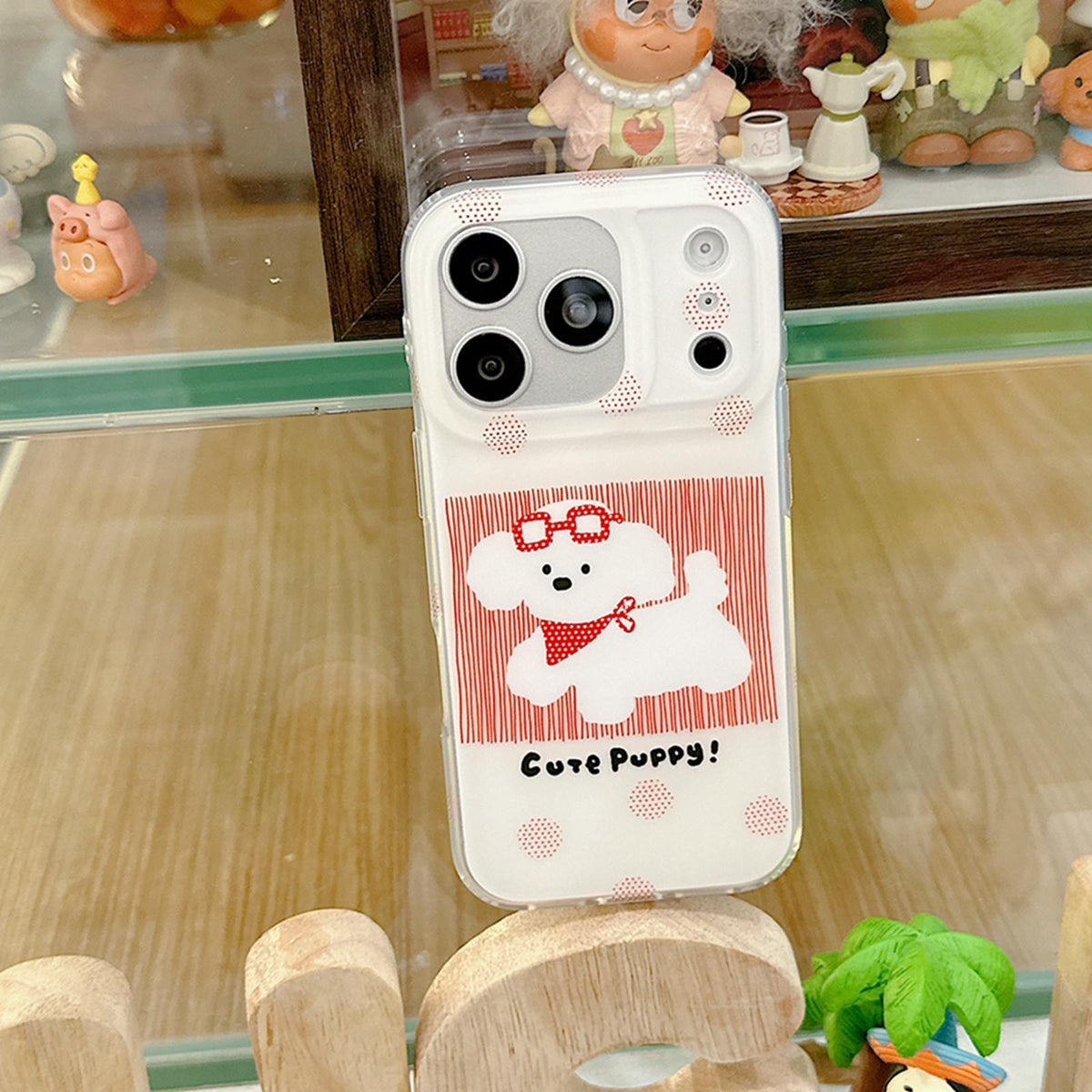 For iPhone 18 Pro Max / 17 Pro Max Glasses Dog Half Coverage IMD Phone Case - Red - EDA009668401B
