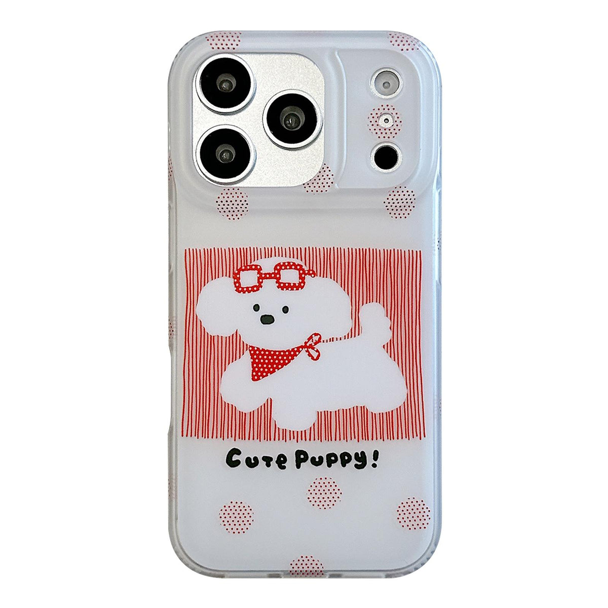 For iPhone 18 Pro / 17 Pro Glasses Dog Half Coverage IMD Phone Case - Red - EDA009668402B