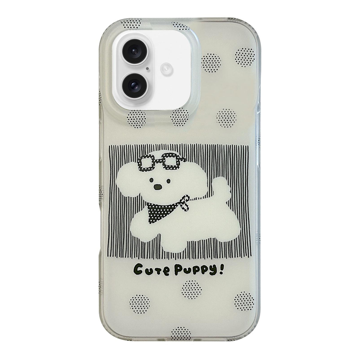 For iPhone 17 Glasses Dog Half Coverage IMD Phone Case - Black - EDA009668403A
