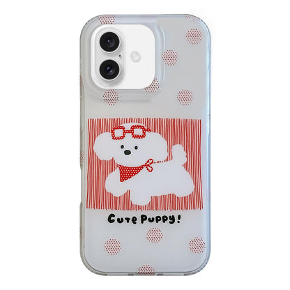 For iPhone 17 Glasses Dog Half Coverage IMD Phone Case - Red - EDA009668403B