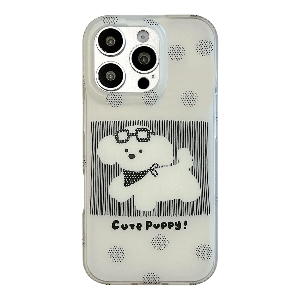 For iPhone 15 Pro Max Glasses Dog Half Coverage IMD Phone Case - Black - EDA009668407A