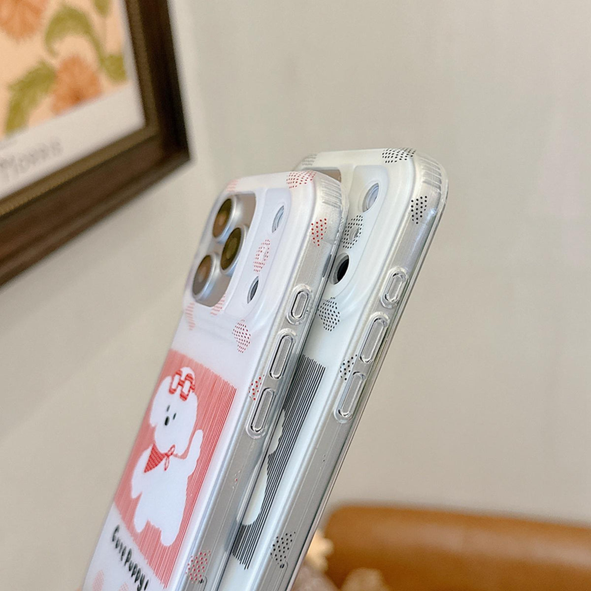 For iPhone 18 Pro / 17 Pro Glasses Dog Half Coverage IMD Phone Case - Red - EDA009668402B