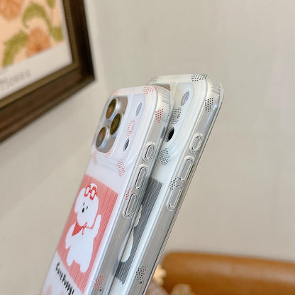 For iPhone 15 Glasses Dog Half Coverage IMD Phone Case - Black - EDA009668409A