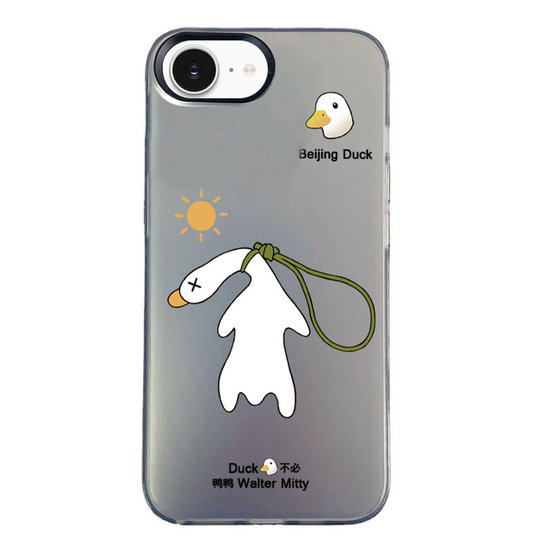 For iPhone 17e / 16e Colorful Silver Pattern PC Hybrid TPU Phone Case - Black Duck - EDA009668601A