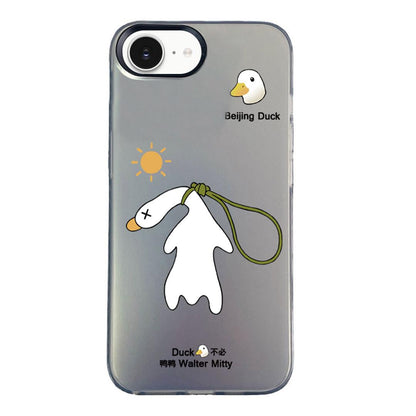 For iPhone 17e / 16e Colorful Silver Pattern PC Hybrid TPU Phone Case - Black Duck - EDA009668601A