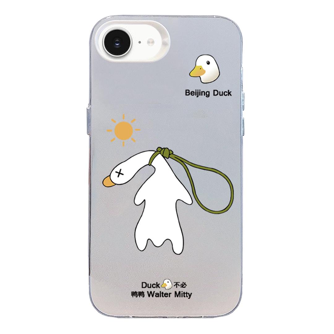 For iPhone 17e / 16e Colorful Silver Pattern PC Hybrid TPU Phone Case - White Duck - EDA009668601B