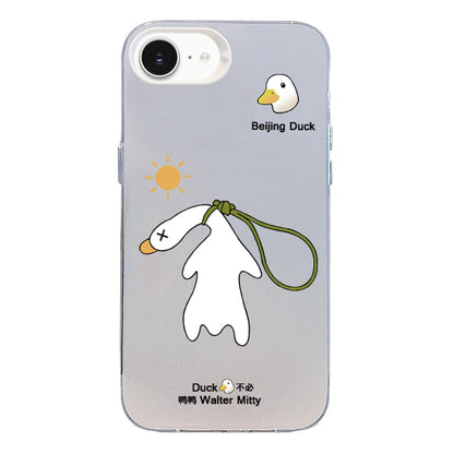 For iPhone 17e / 16e Colorful Silver Pattern PC Hybrid TPU Phone Case - White Duck - EDA009668601B
