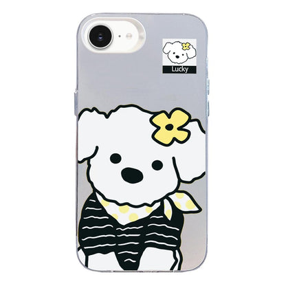 For iPhone 17e / 16e Colorful Silver Pattern PC Hybrid TPU Phone Case - White Puppy - EDA009668601H