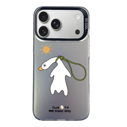 For iPhone 18 Pro Max / 17 Pro Max Colorful Silver Pattern PC Hybrid TPU Phone Case - Black Duck - EDA009668602A