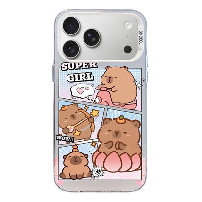 For iPhone 18 Pro Max / 17 Pro Max Colorful Silver Pattern PC Hybrid TPU Phone Case - White Pufferfish - EDA009668602F