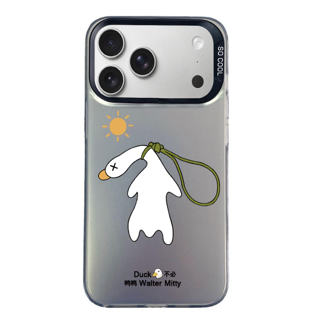 For iPhone 18 Pro / 17 Pro Colorful Silver Pattern PC Hybrid TPU Phone Case - Black Duck - EDA009668603A
