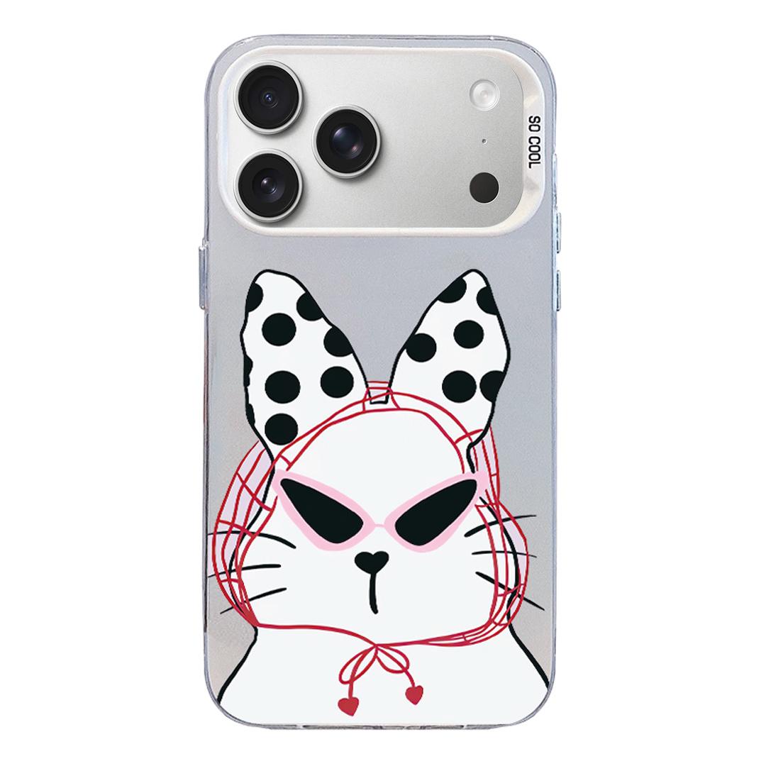 For iPhone 18 Pro / 17 Pro Colorful Silver Pattern PC Hybrid TPU Phone Case - White Lucky Cat - EDA009668603J
