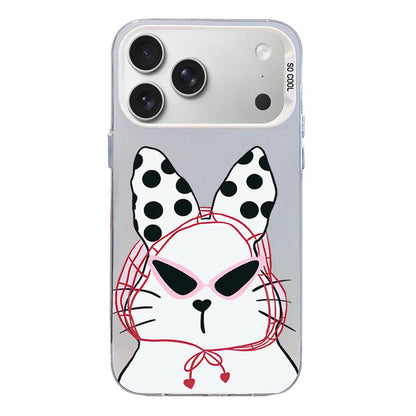 For iPhone 18 Pro / 17 Pro Colorful Silver Pattern PC Hybrid TPU Phone Case - White Lucky Cat - EDA009668603J
