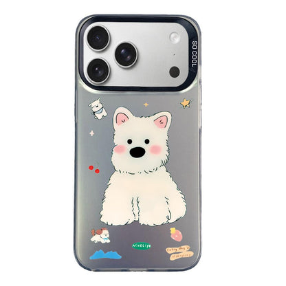 For iPhone 18 Pro / 17 Pro Colorful Silver Pattern PC Hybrid TPU Phone Case - Cute Black Dog - EDA009668603K