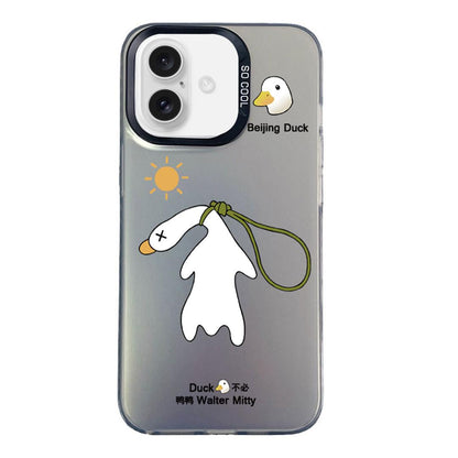For iPhone 17 Colorful Silver Pattern PC Hybrid TPU Phone Case - Black Duck - EDA009668604A
