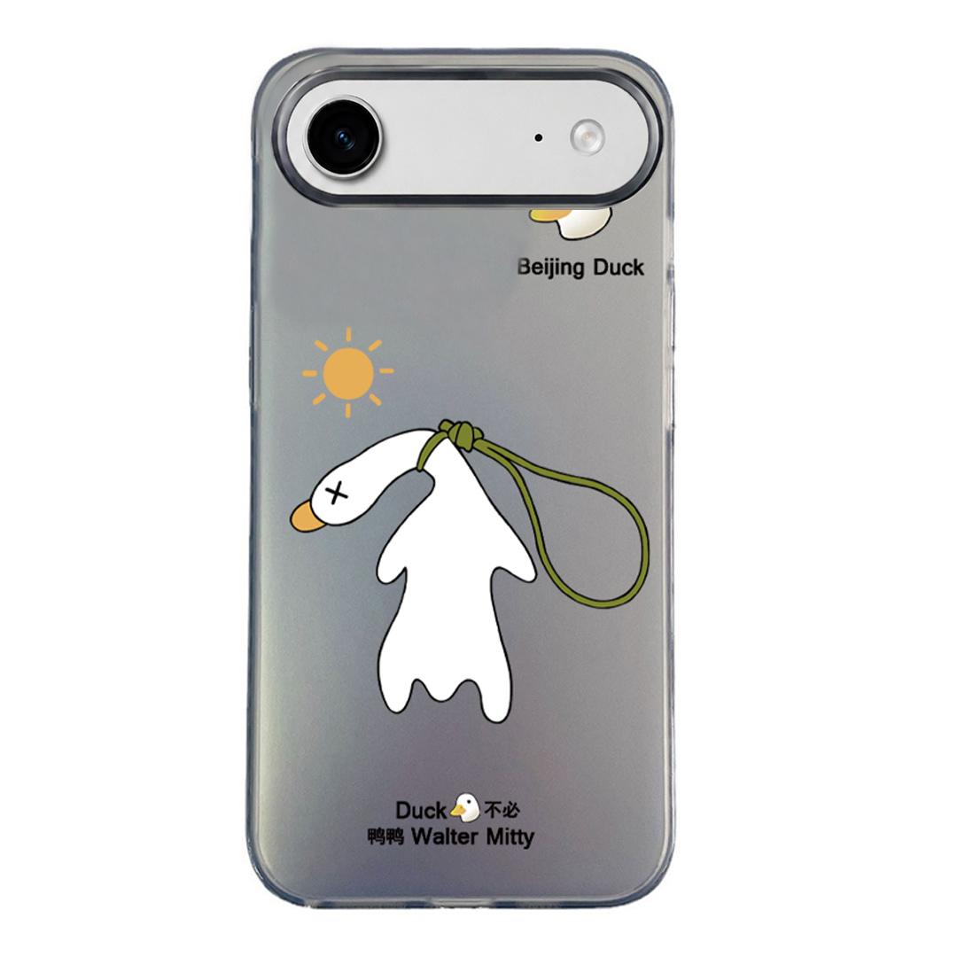 For iPhone Air Colorful Silver Pattern PC Hybrid TPU Phone Case - Black Duck - EDA009668605A