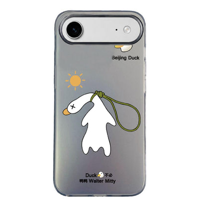 For iPhone Air Colorful Silver Pattern PC Hybrid TPU Phone Case - Black Duck - EDA009668605A