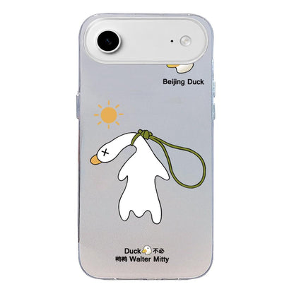 For iPhone Air Colorful Silver Pattern PC Hybrid TPU Phone Case - White Duck - EDA009668605B