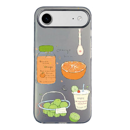 For iPhone Air Colorful Silver Pattern PC Hybrid TPU Phone Case - Black Fruit Tea - EDA009668605C