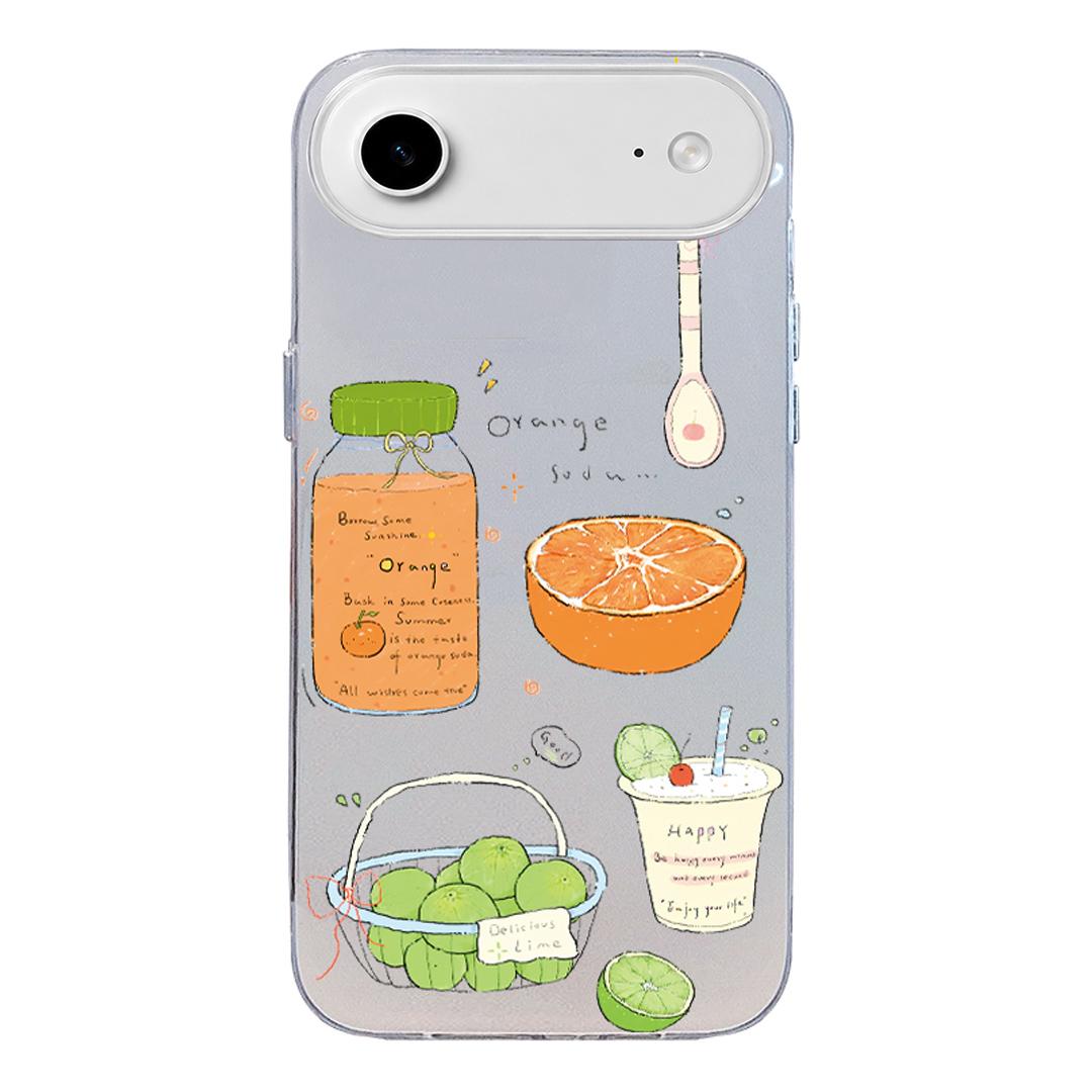 For iPhone Air Colorful Silver Pattern PC Hybrid TPU Phone Case - White Fruit Tea - EDA009668605D