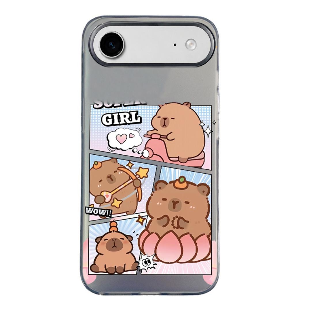 For iPhone Air Colorful Silver Pattern PC Hybrid TPU Phone Case - Black Pufferfish - EDA009668605E