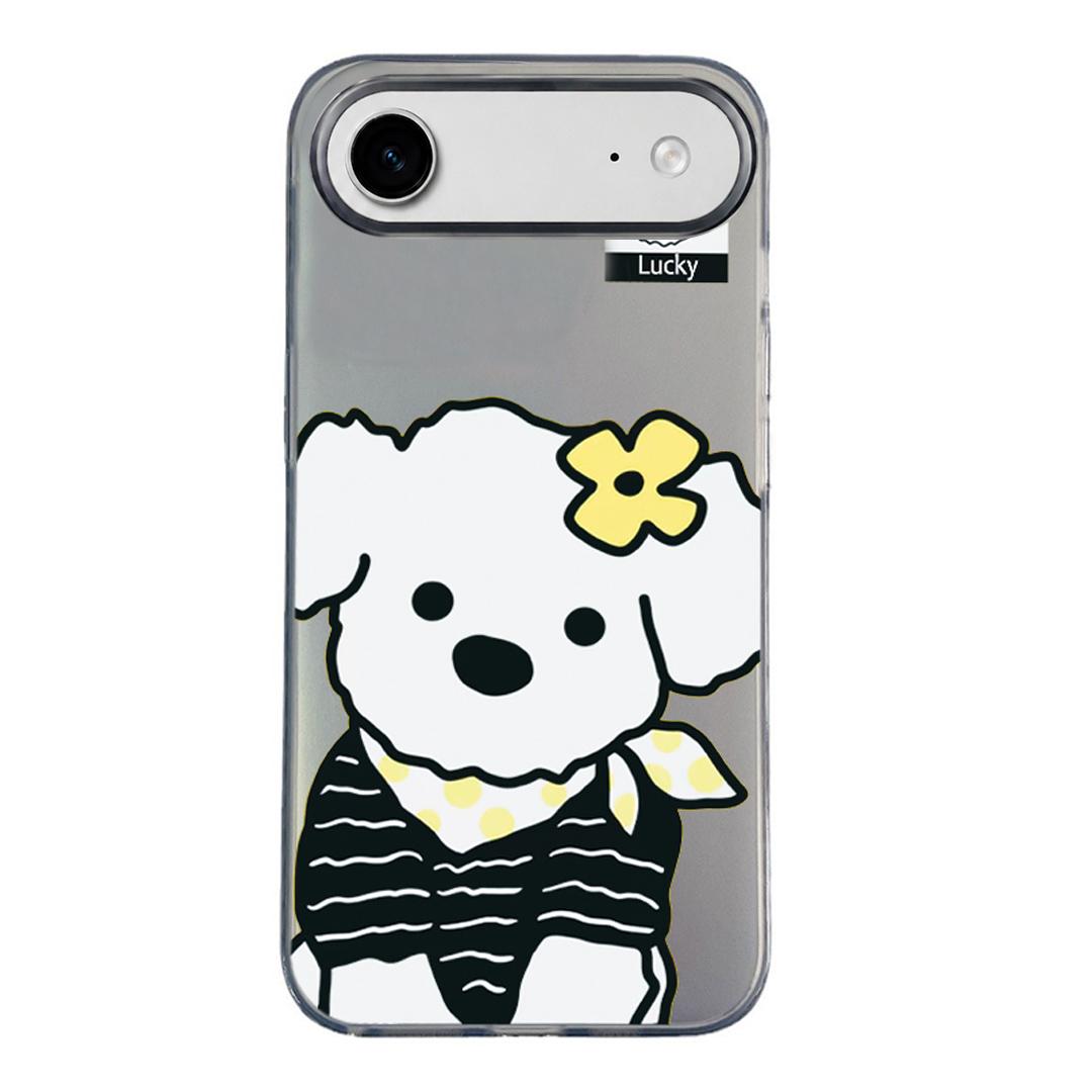 For iPhone Air Colorful Silver Pattern PC Hybrid TPU Phone Case - Black Puppy - EDA009668605G