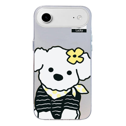 For iPhone Air Colorful Silver Pattern PC Hybrid TPU Phone Case - White Puppy - EDA009668605H