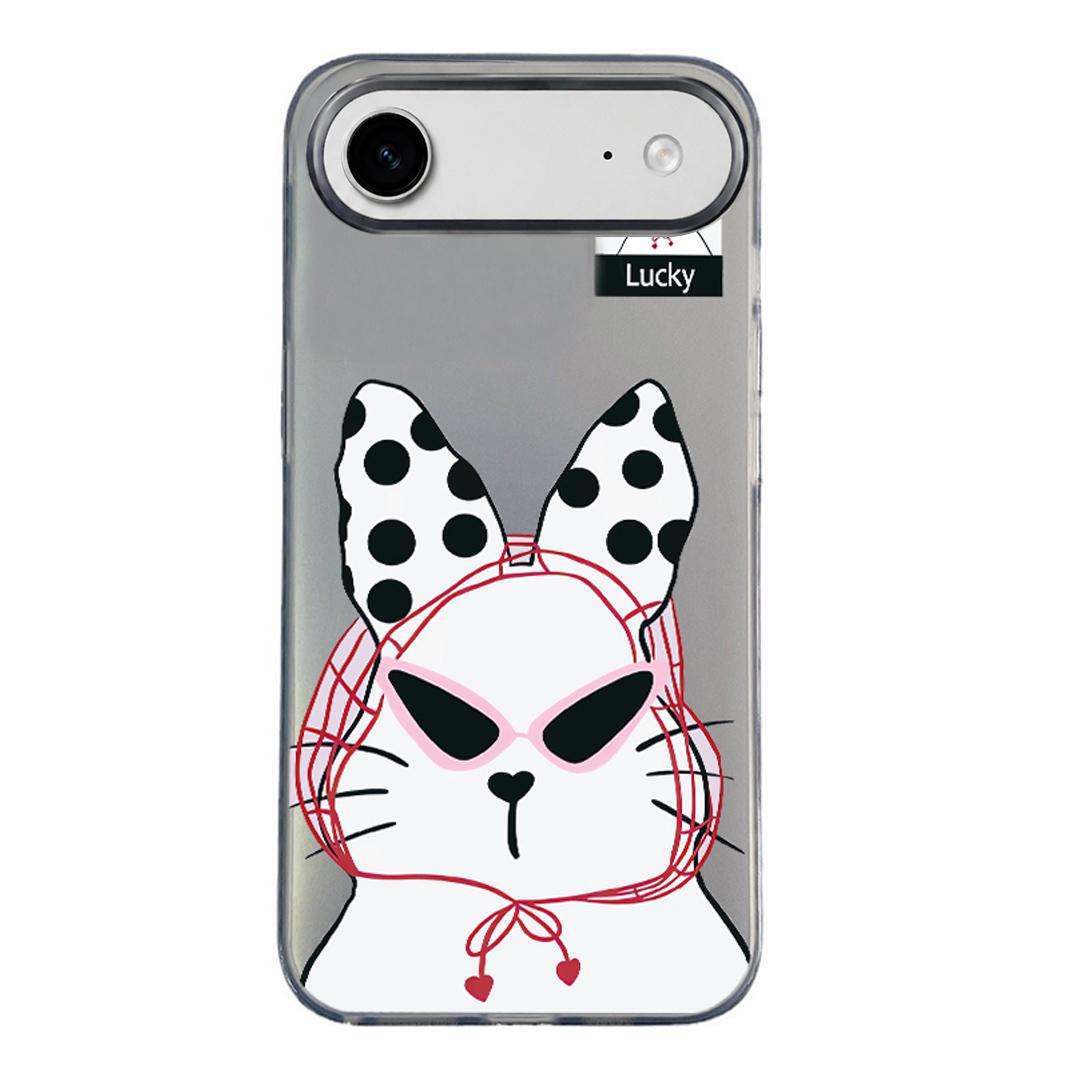 For iPhone Air Colorful Silver Pattern PC Hybrid TPU Phone Case - Black Lucky Cat - EDA009668605I