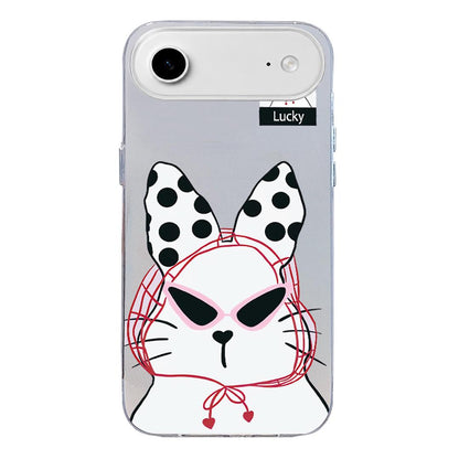 For iPhone Air Colorful Silver Pattern PC Hybrid TPU Phone Case - White Lucky Cat - EDA009668605J